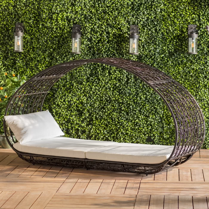 Lavina 91.25'' Wicker Outdoor Patio Canopy Daybed