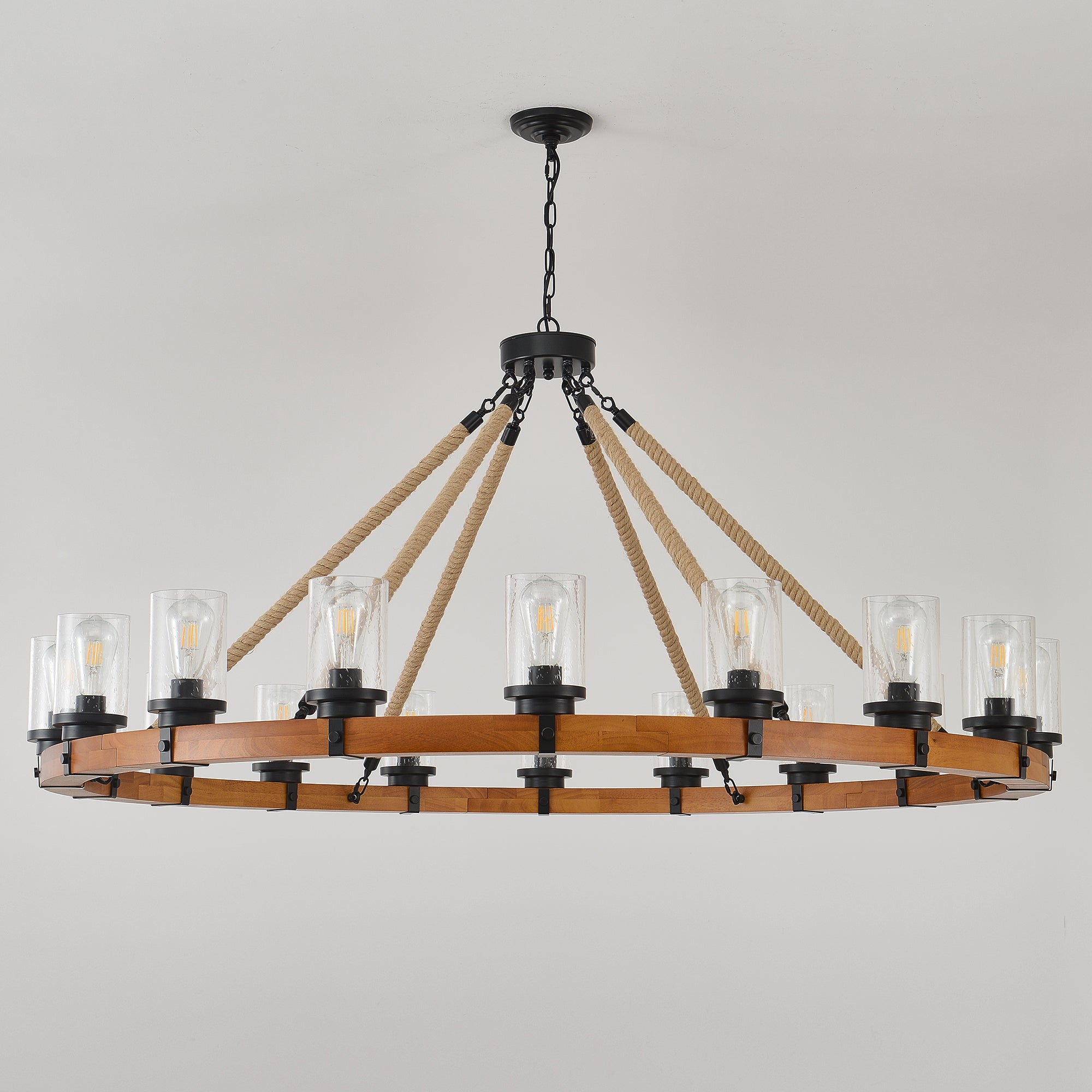 18-Light Rustic Wagon Wheel Chandelier