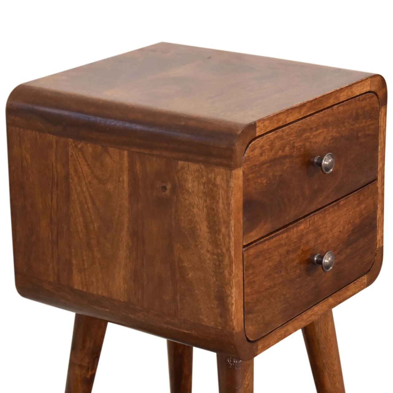 Soli Wood Mini Chestnut Curved Nightstand