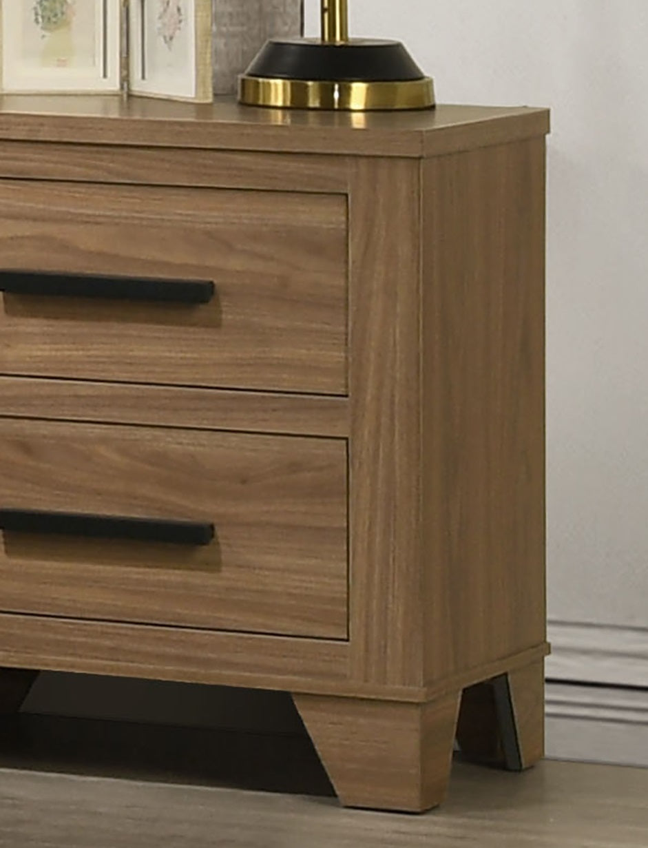 Walnut Chestnut 3pc Twin Size Bedroom Set with Nightstands