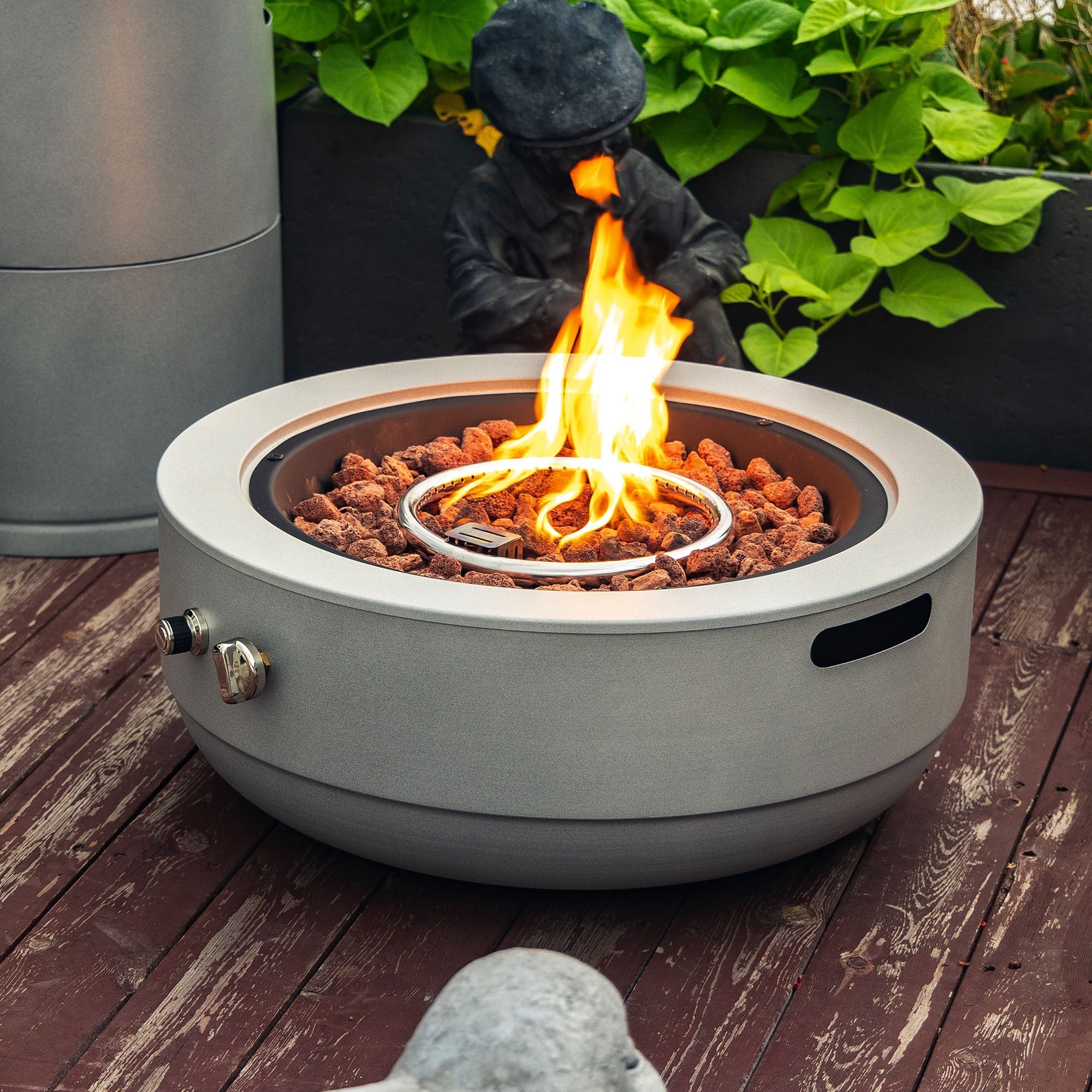 24' Propane Gas Fire Pit Bowl 50000 BTU - Steel Grey Outdoor Fire Pit