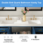 60" Solid Wood Bathroom Vanity with 2 Sinks
