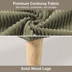 32 Inch Wide Olive Corduroy Ottoman