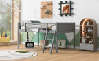 Full Size Wood Low Loft Bed with Ladder