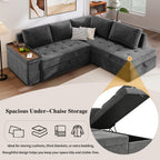 Mirod 91.5-Inch L Shaped Couch with Pull Out Bed