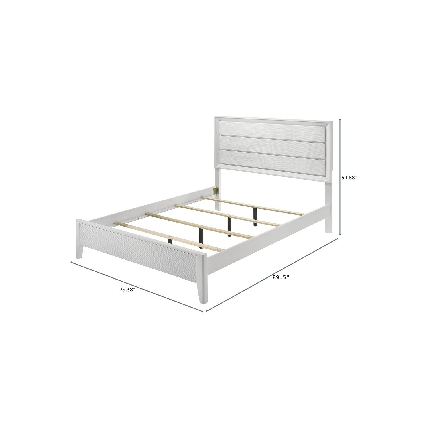 White California King Size Bed with Wave Texture