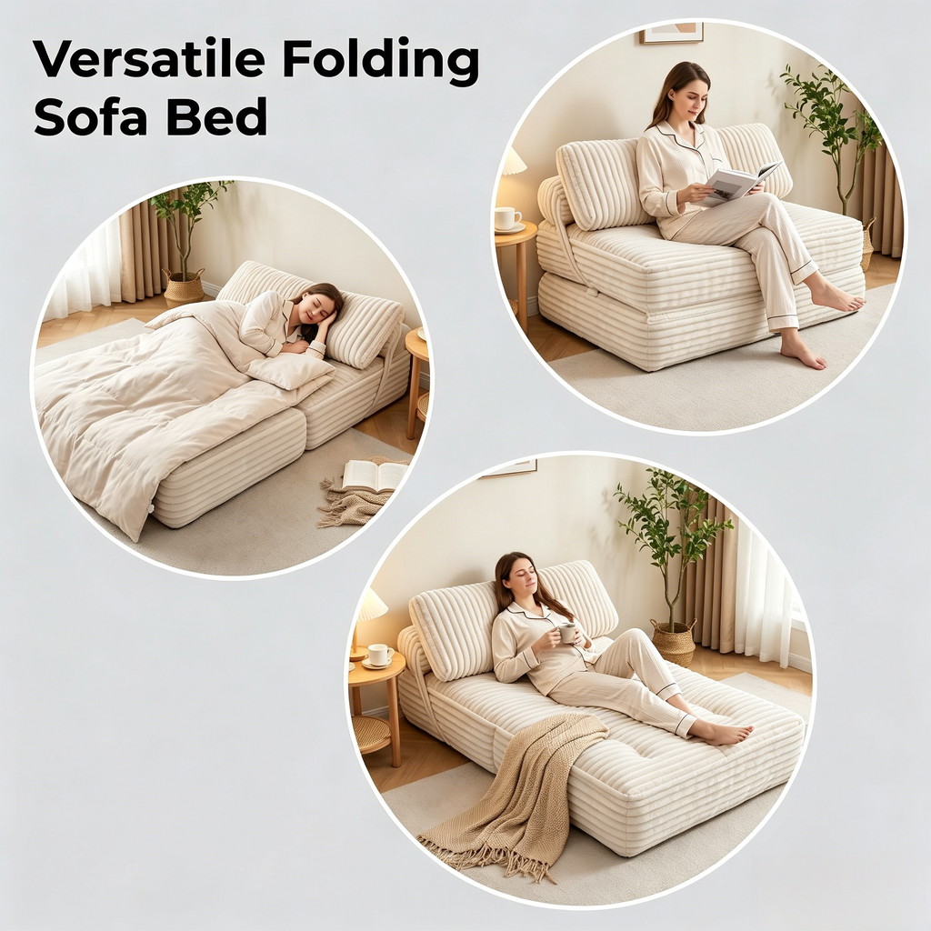 Folding Sofa Bed - Convertible Chair with Pillow