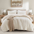2 Pieces Twin Cable Knit Chenille Comforter Set