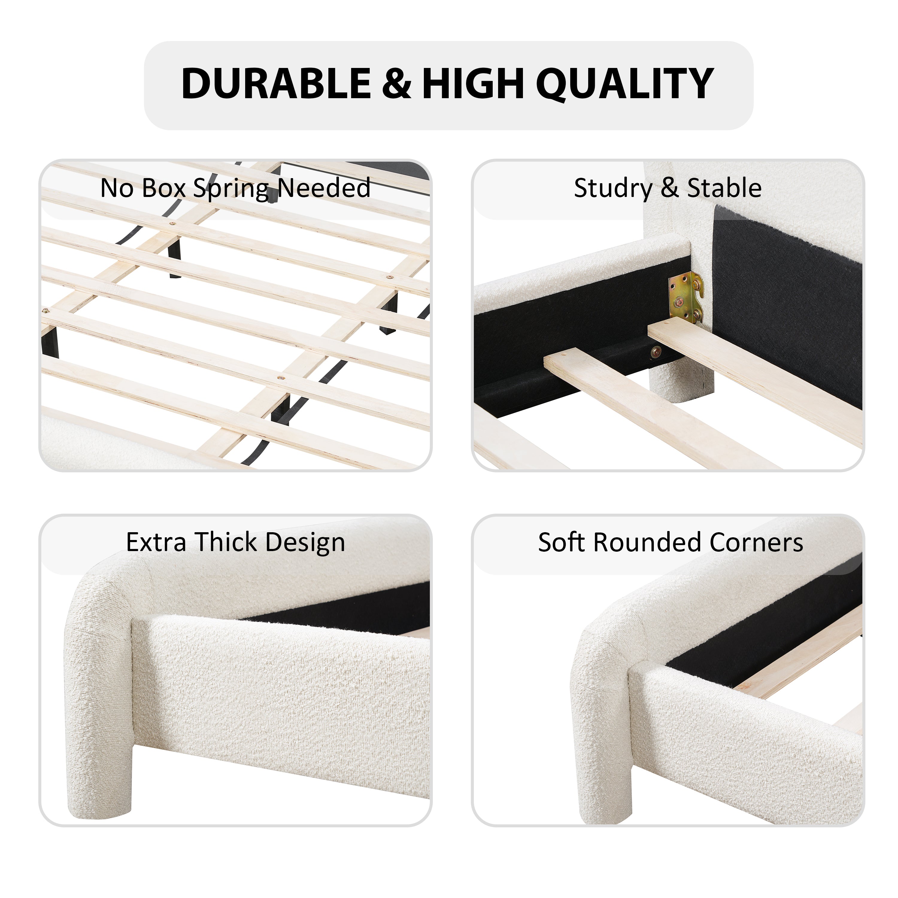 Queen Size Upholstered Platform Bed Frame