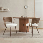 Wicker Dining Chairs - 2-Piece Set - Farmhouse Soft Cushioned