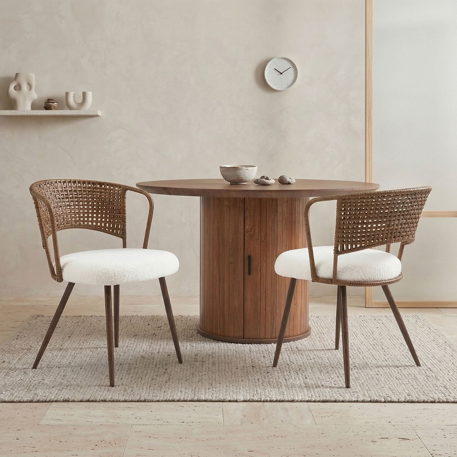 Wicker Dining Chairs - 2-Piece Set - Farmhouse Soft Cushioned