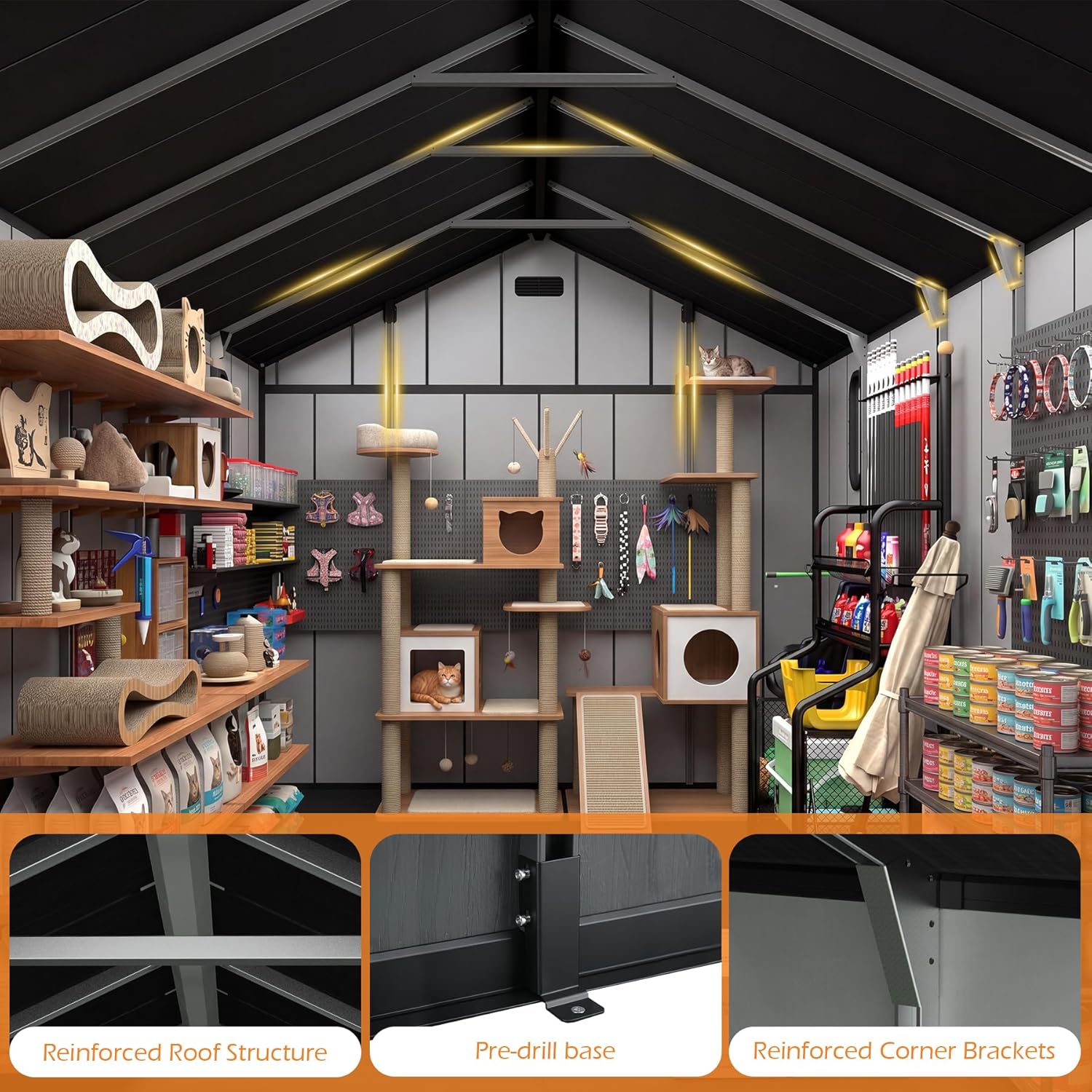 8x16Ft Resin Outdoor Storage Shed with Floor