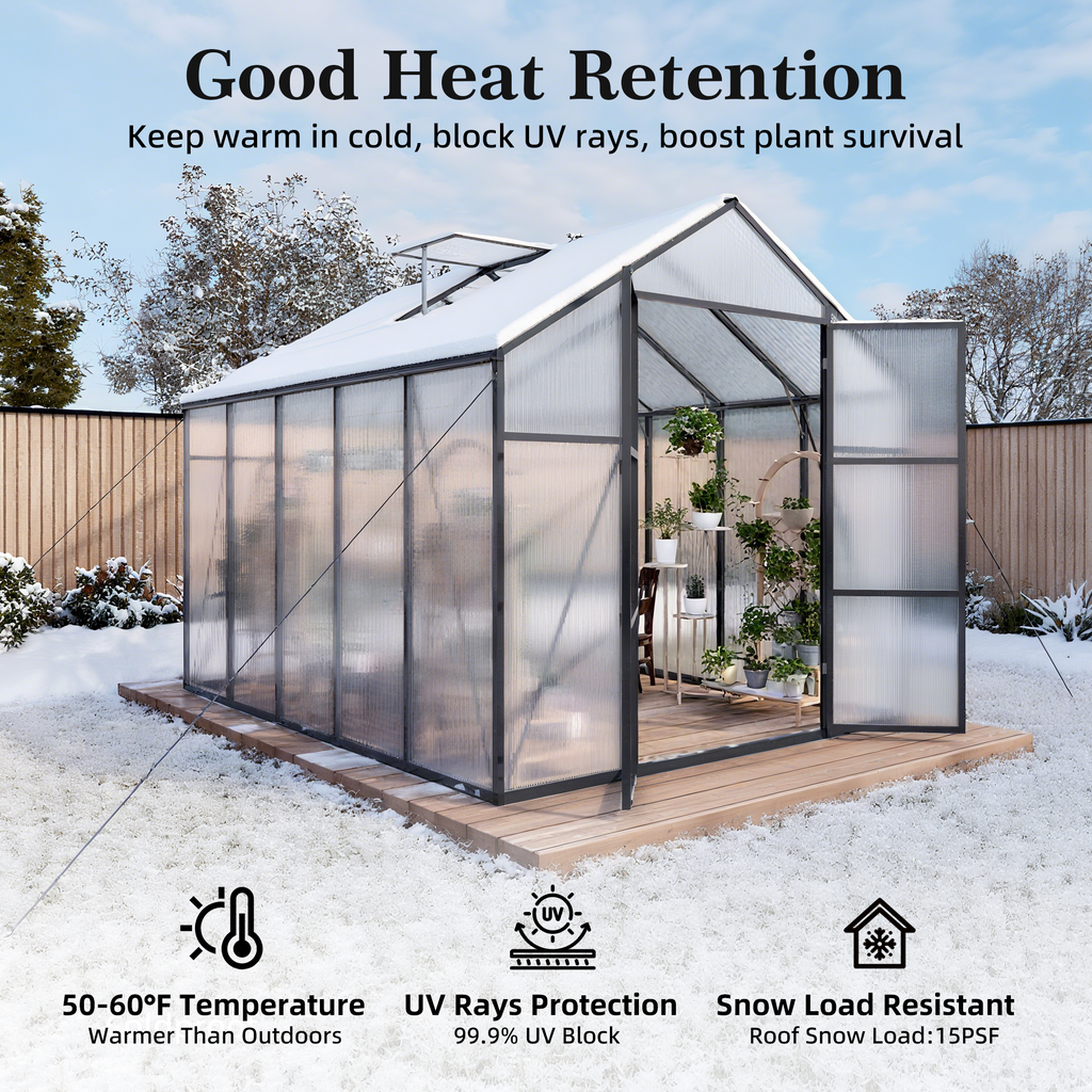 Newly Design Aluminum Frame Greenhouse 8x10 FT