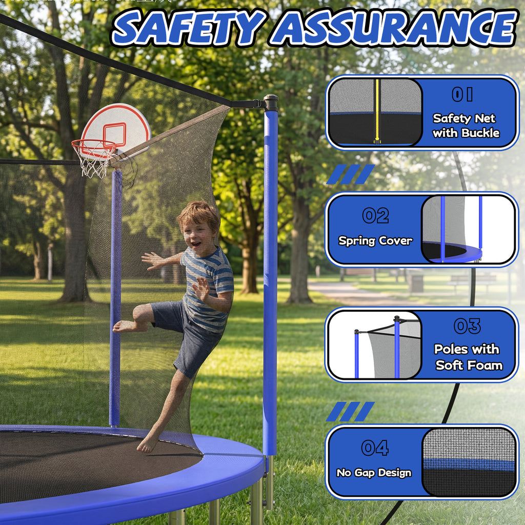 14FT Kids Trampoline with Safety Enclosure Net