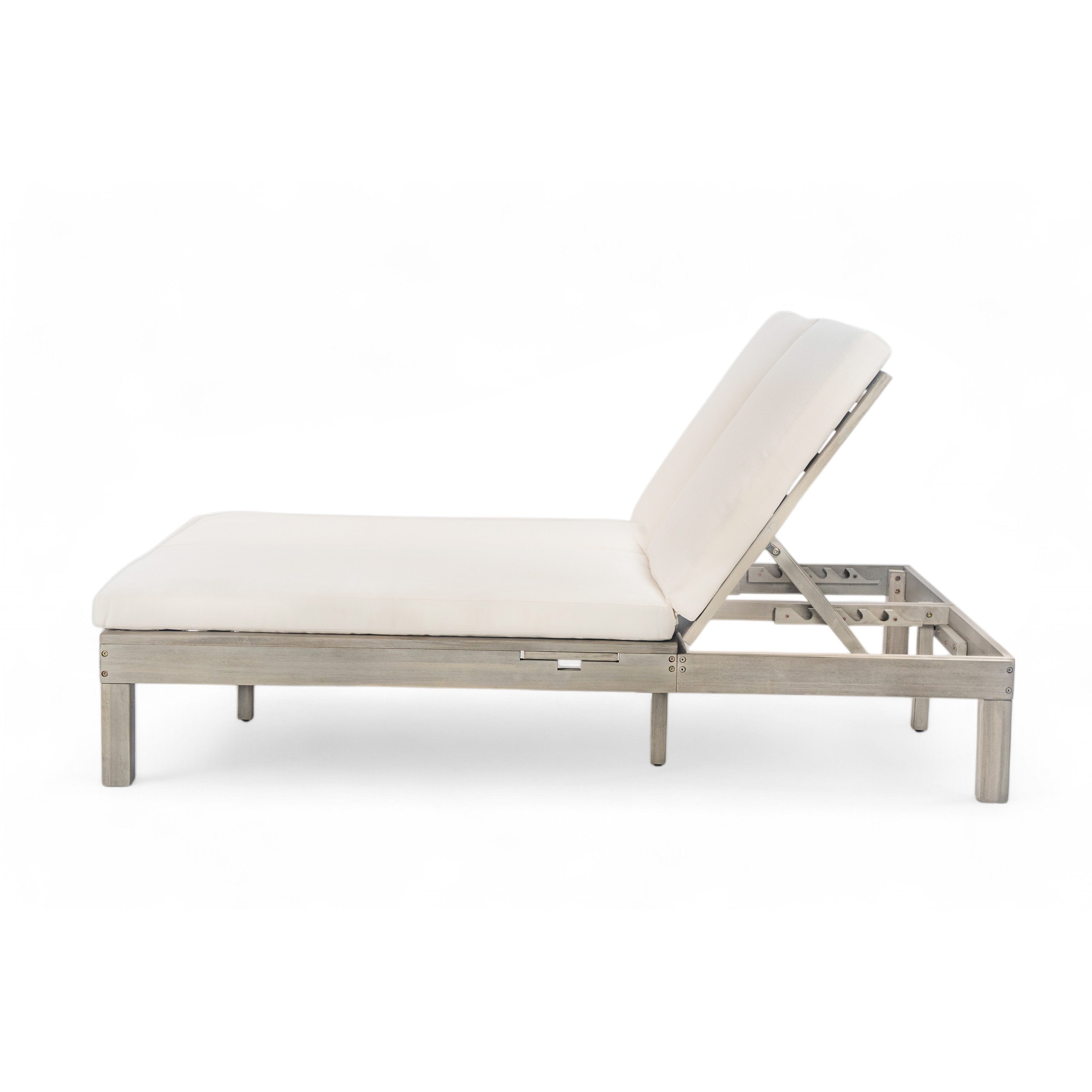 TREXM 5-Position Adjustable Backrest Double Chaise Lounge Outdoor