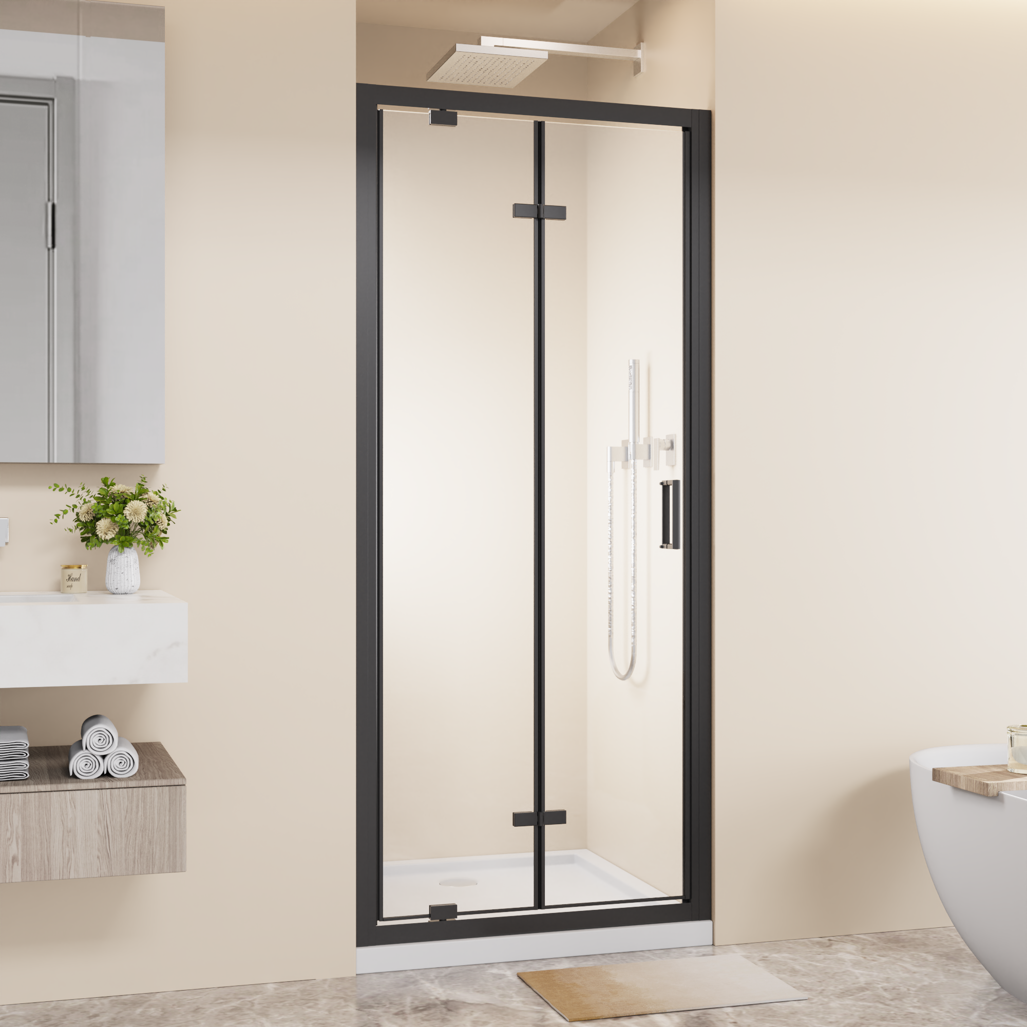 Framed Bi-fold Pivot Shower Door 32"x72"