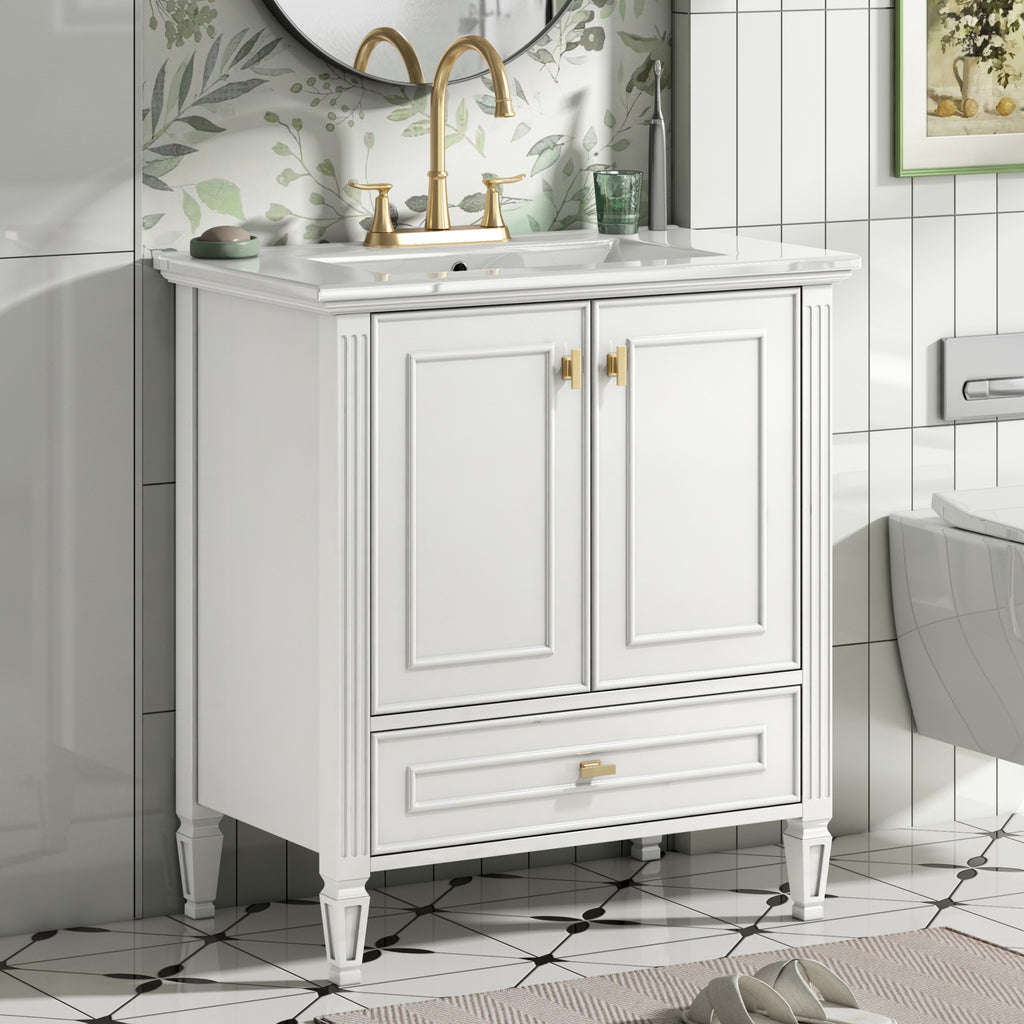 30" Bathroom Vanity with Sink, Freestanding Vanity with Storage