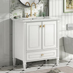 30" Bathroom Vanity with Sink, Freestanding Vanity with Storage