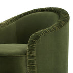 Serena 31.5" Ruched Barrel Back Accent Arm Chair with Bullion Fringe