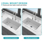 32"x19"x10" Undermount Single Bowl Fireclay Kitchen Sink