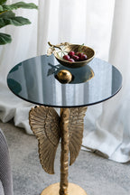 15.5x15.5x24" Round Top Accent Table With Angel Wings