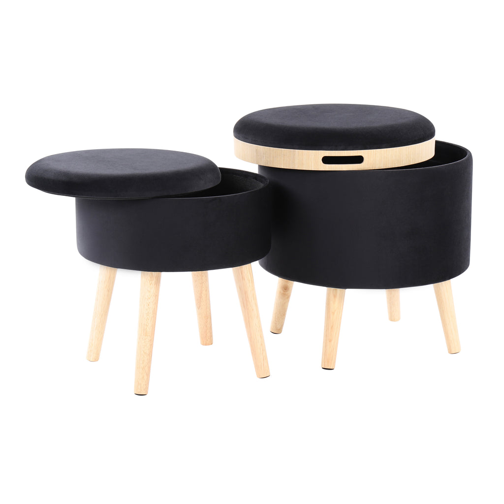 Contemporary Storage Ottoman Set with Matching Stool
