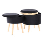 Contemporary Storage Ottoman Set with Matching Stool