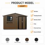 10x8 FT Outdoor Metal Storage Shed with Window & Flower Rack