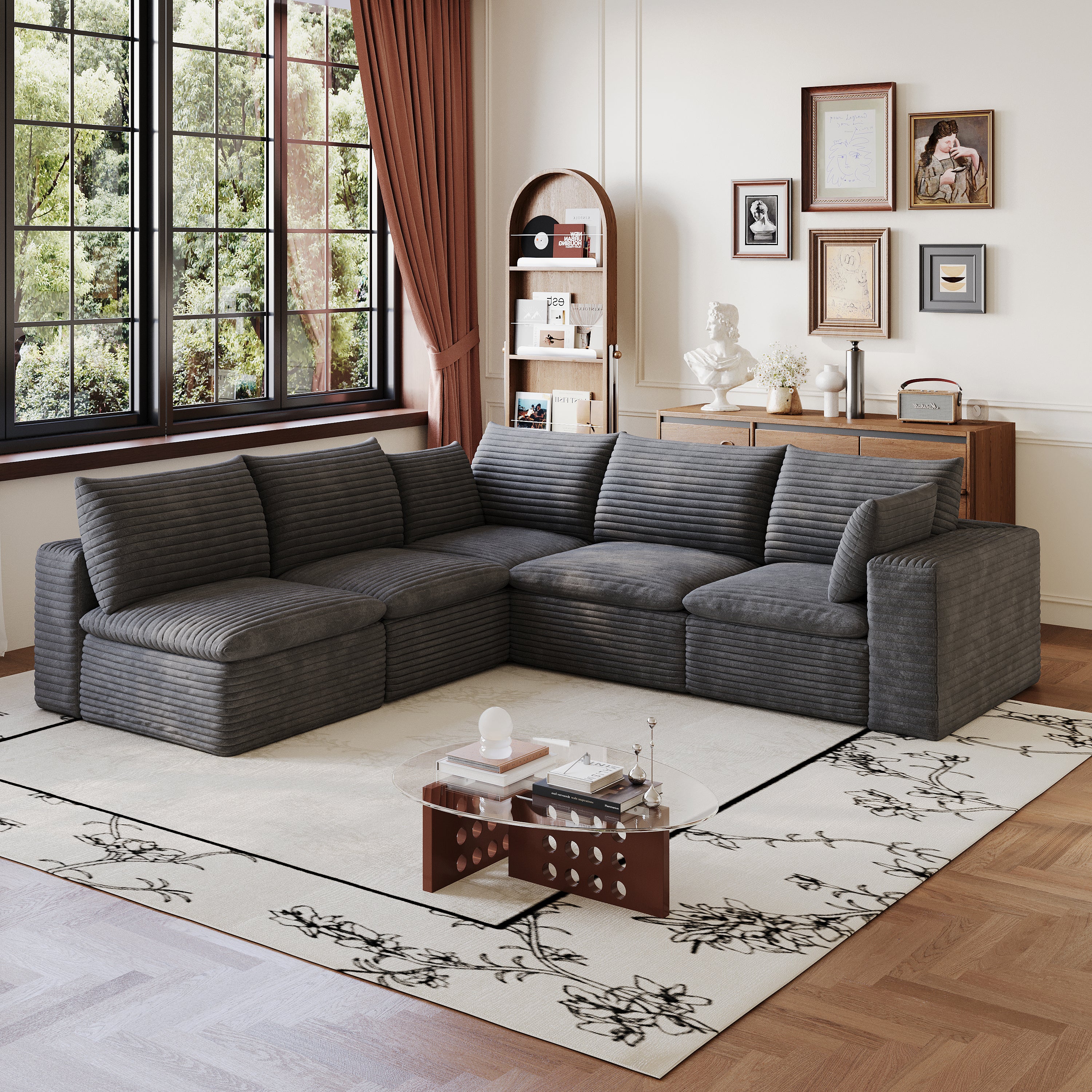 Cloud Sofa - Corduroy Fabric Deep Seat Couch