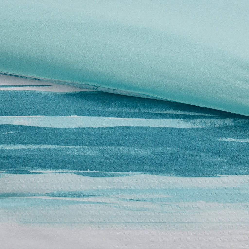8 Piece Printed Seersucker Comforter and Quilt Set Collection Aqua King/Cal King