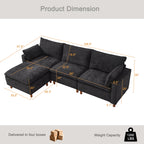 108.5" Modular Sectional L Shape Sofa with Movable Ottoman