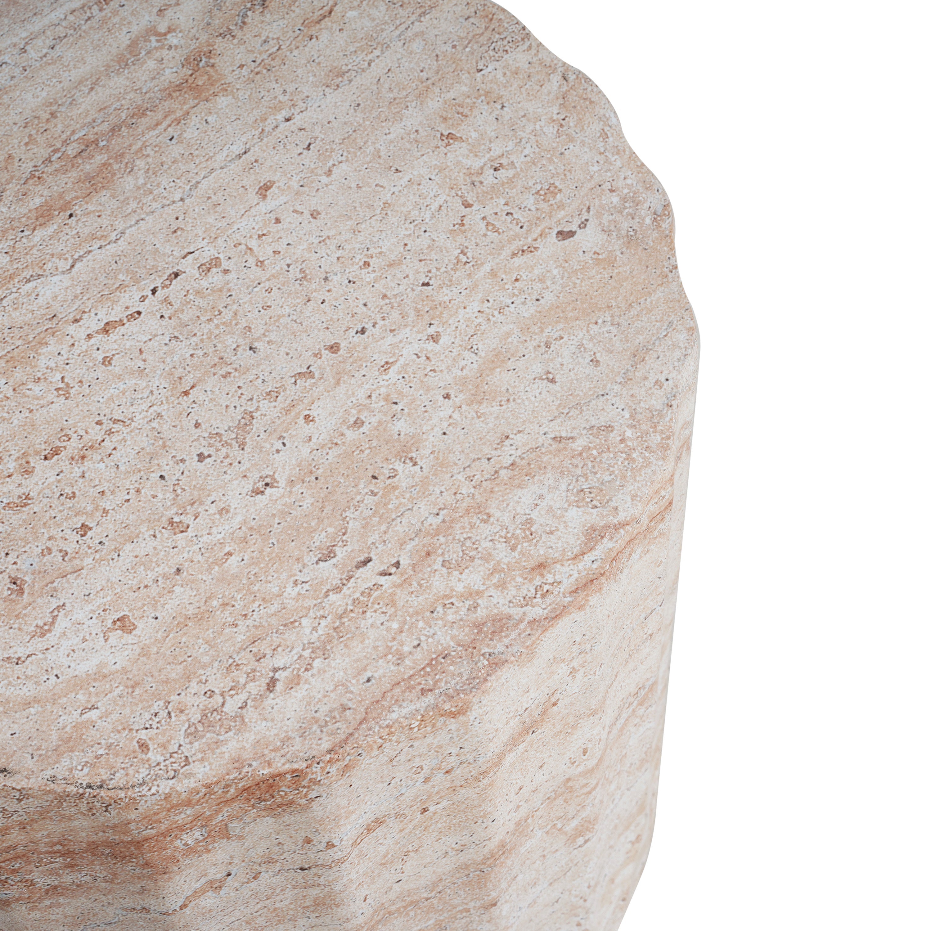 Elegant Indoor/Outdoor Lightweight Concrete Cylinder Side Table with Travertine Finish