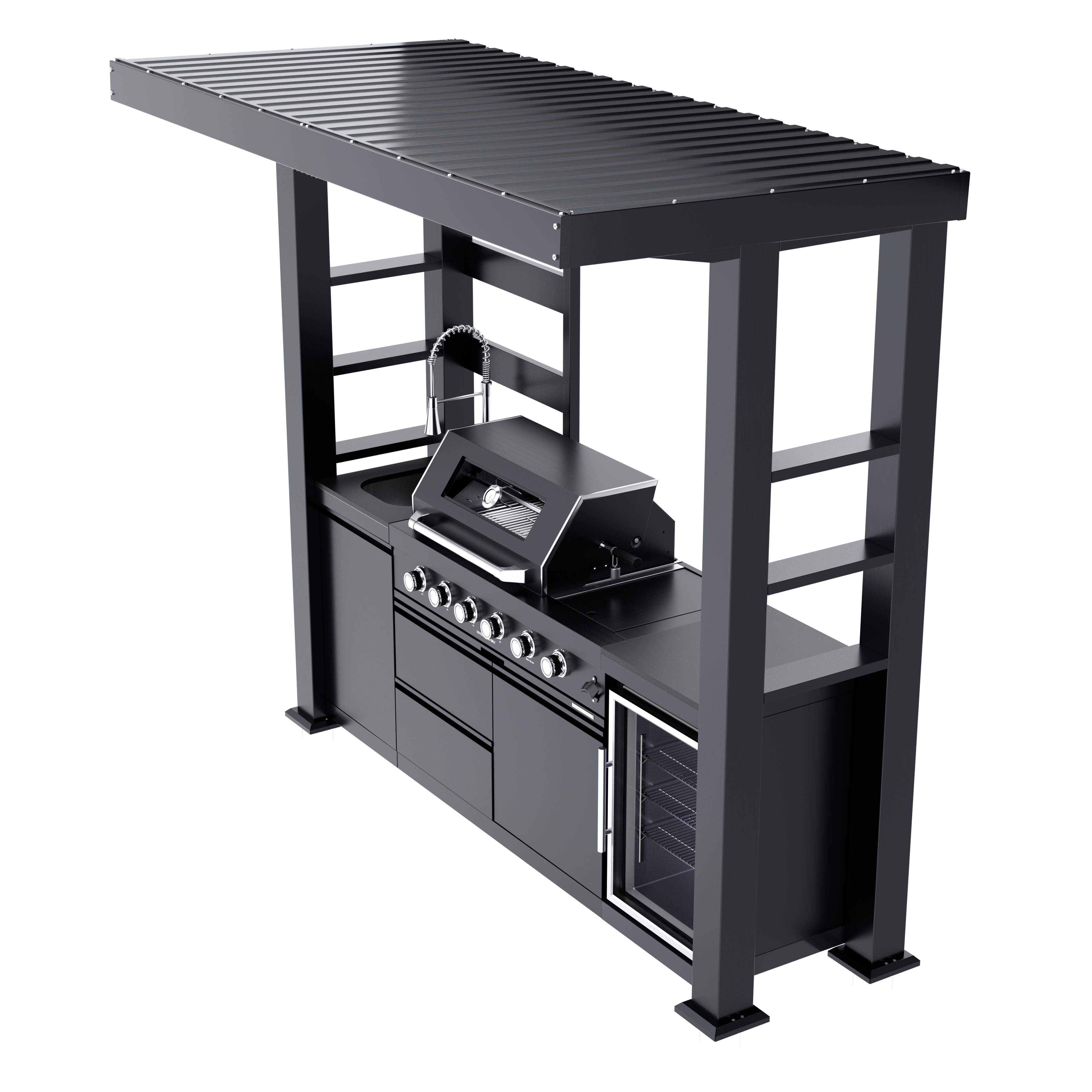 97-Inch 4-Burner Deluxe Stainless Steel Outdoor Kitchen Grill