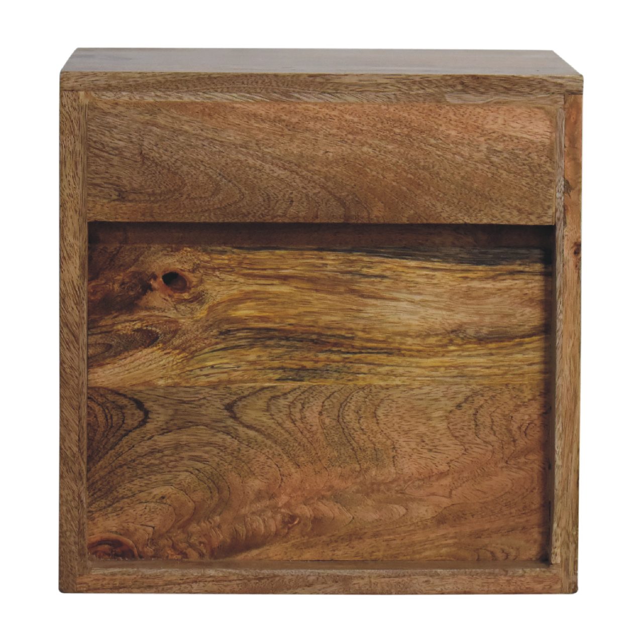 Solid Wood Floating Mini Classic Bedside, Wall-mounted, 1-Drawer, 1 Open Slot
