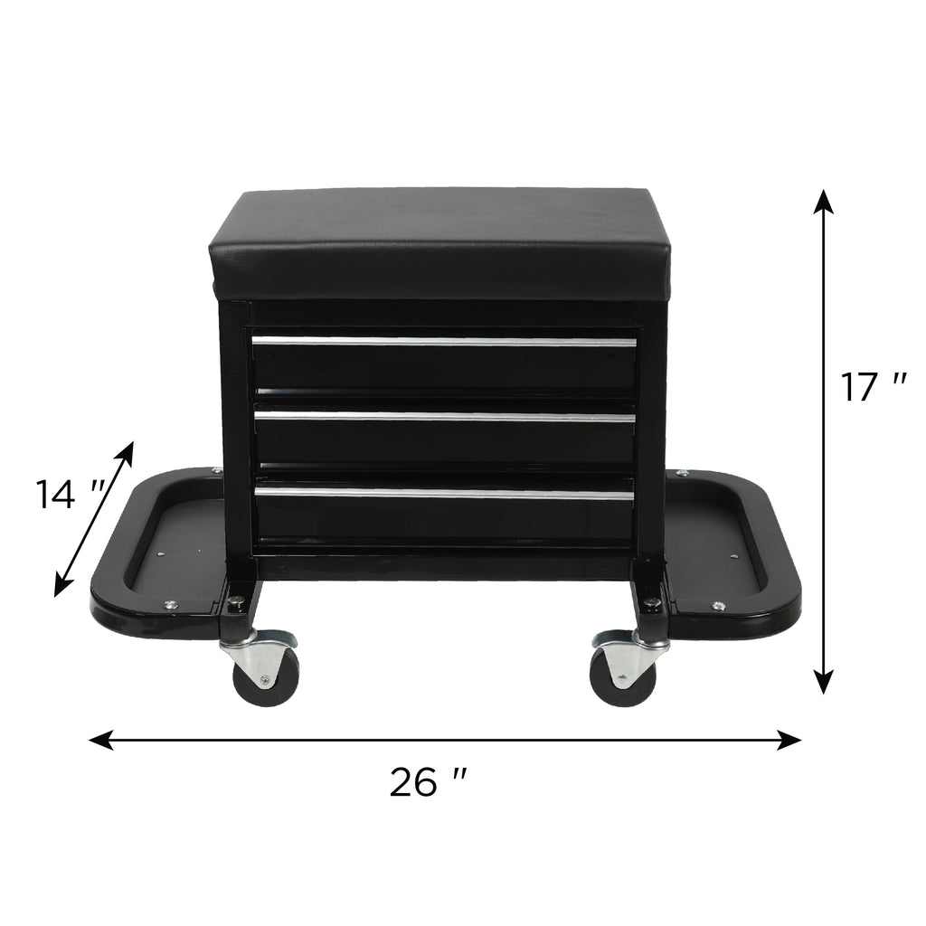 3-Drawer Tool Chest Rolling Mechanic Seat