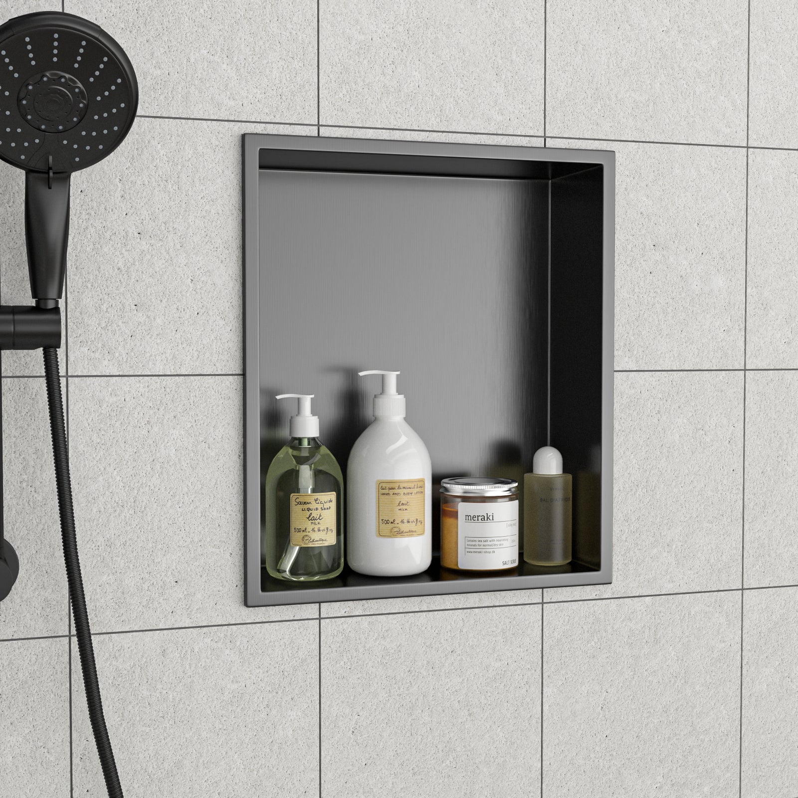 15" x 13" Stainless Steel Shower Niche, Gunmetal