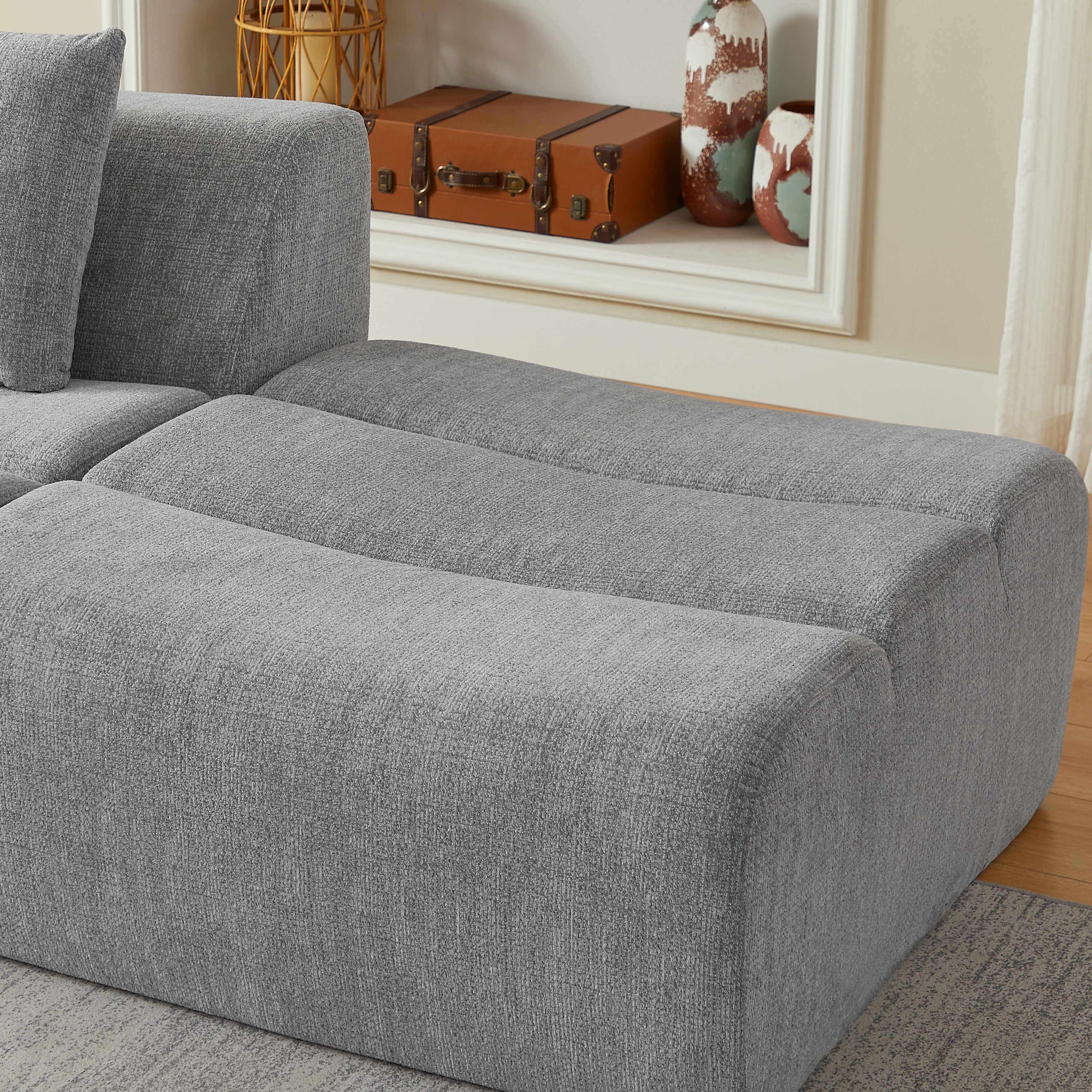 Oversized 3 Seater Compressed Sofa with Chenille Fabric