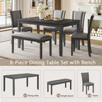 6-Piece Dining Table Set with Bench and Chairs