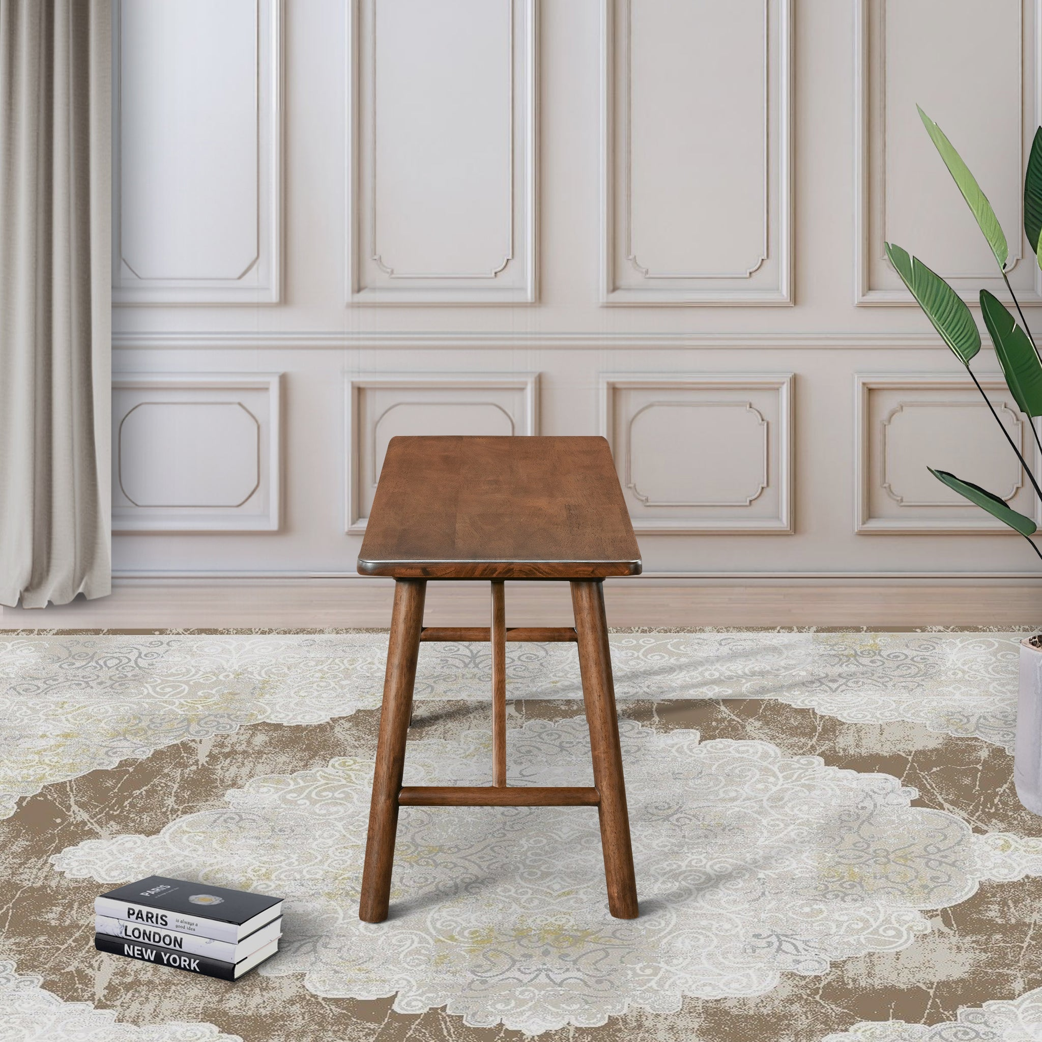 Versatile Solid Wood Molly Bench with Mid-Century Design