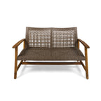 Hampton Outdoor Acacia Wood Wicker Loveseat