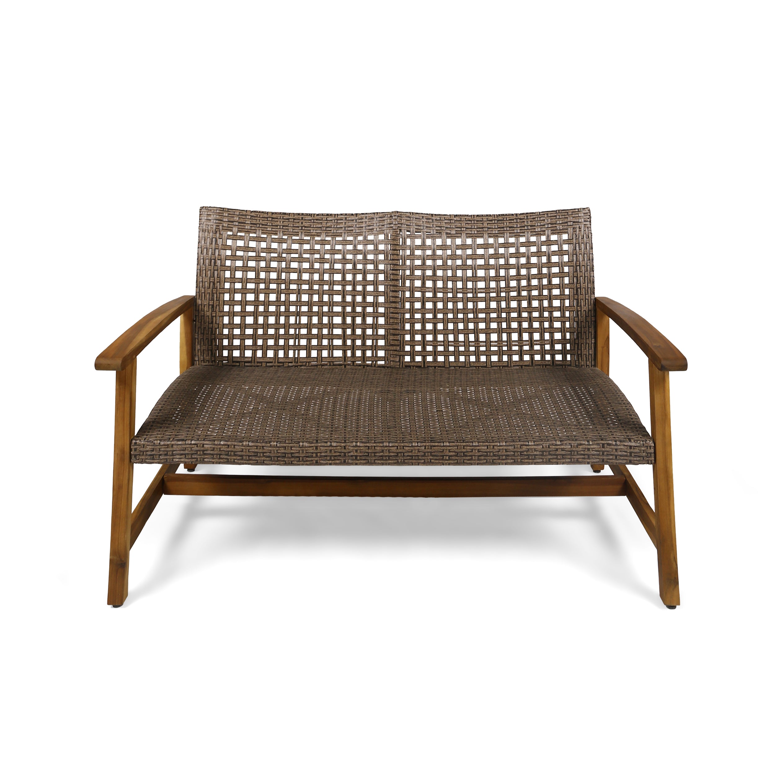 Hampton Outdoor Acacia Wood Wicker Loveseat