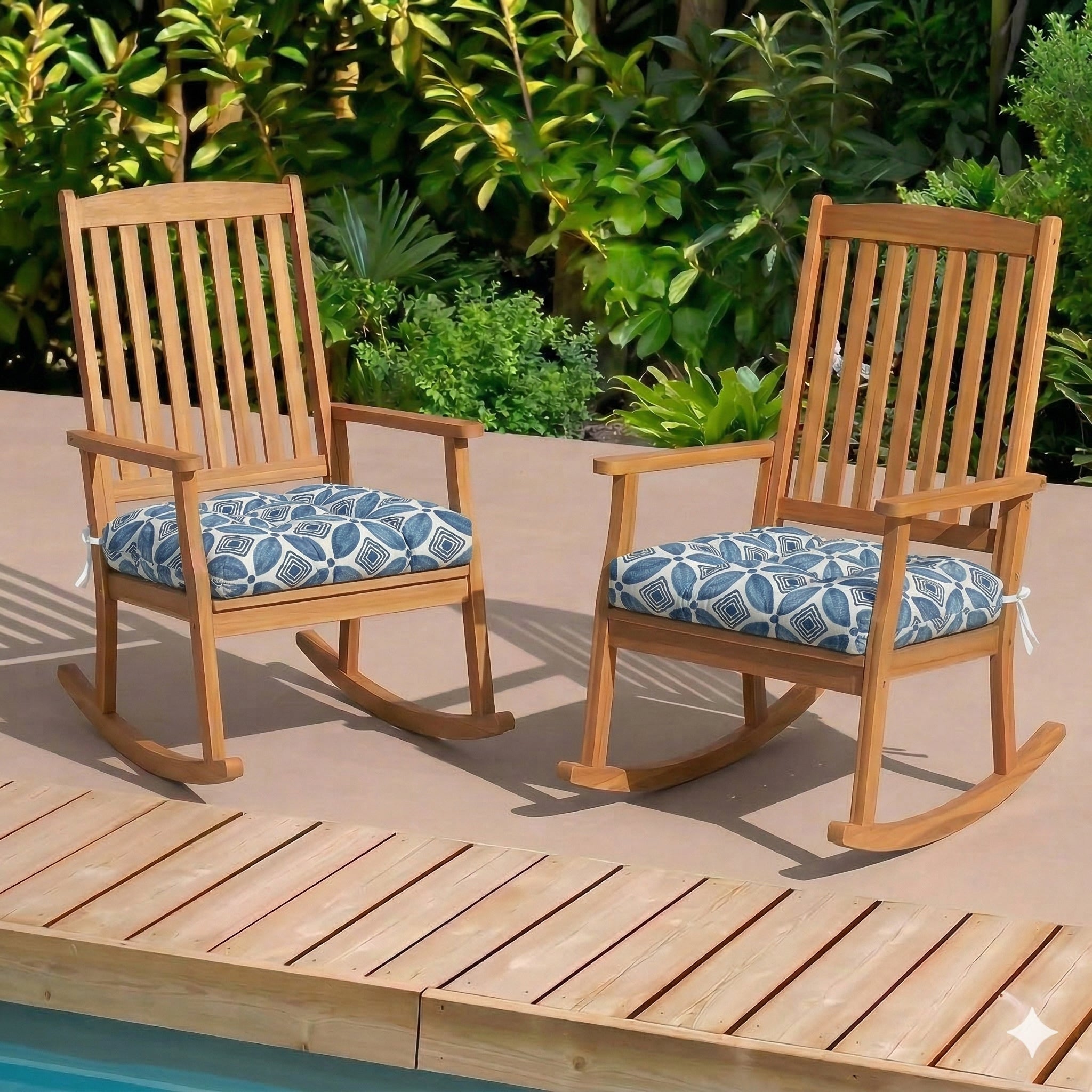 Outdoor Chair Cushions Set of 2, 19 x 19 x 4 Inch Tufted Seat Cushions