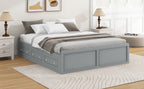 Wood Queen Size Platform Bed Frame with 6 Drawers