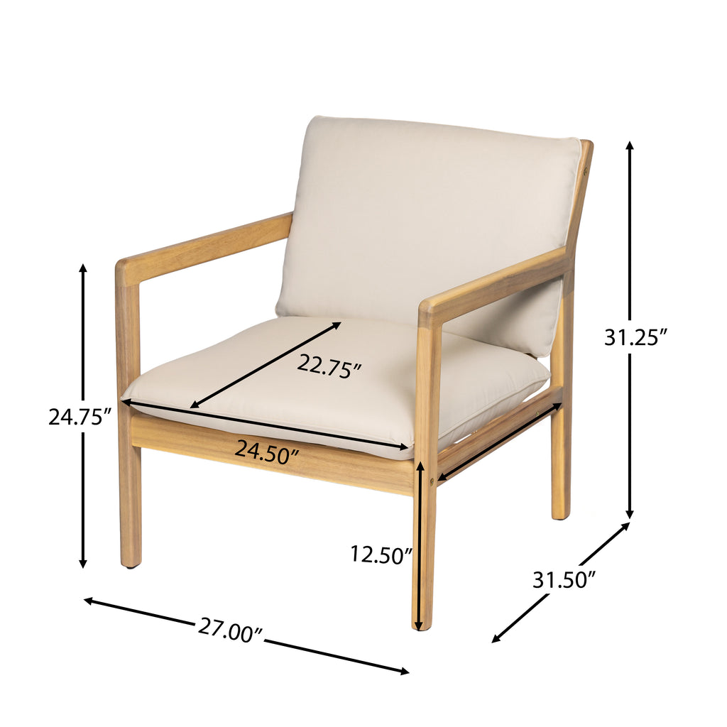 Outdoor Acacia Wood Armchair, Set of 2