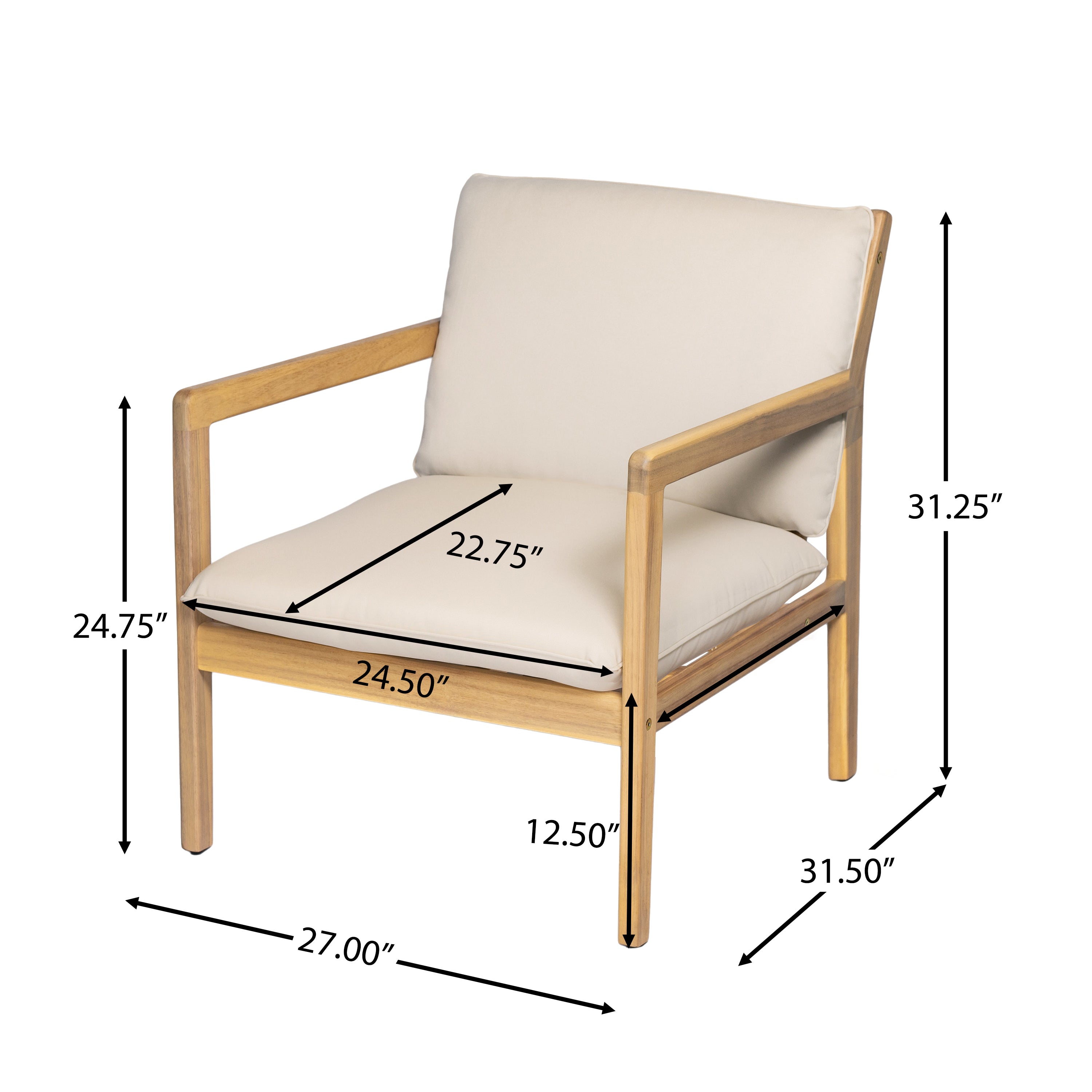 Outdoor Acacia Wood Armchair, Set of 2