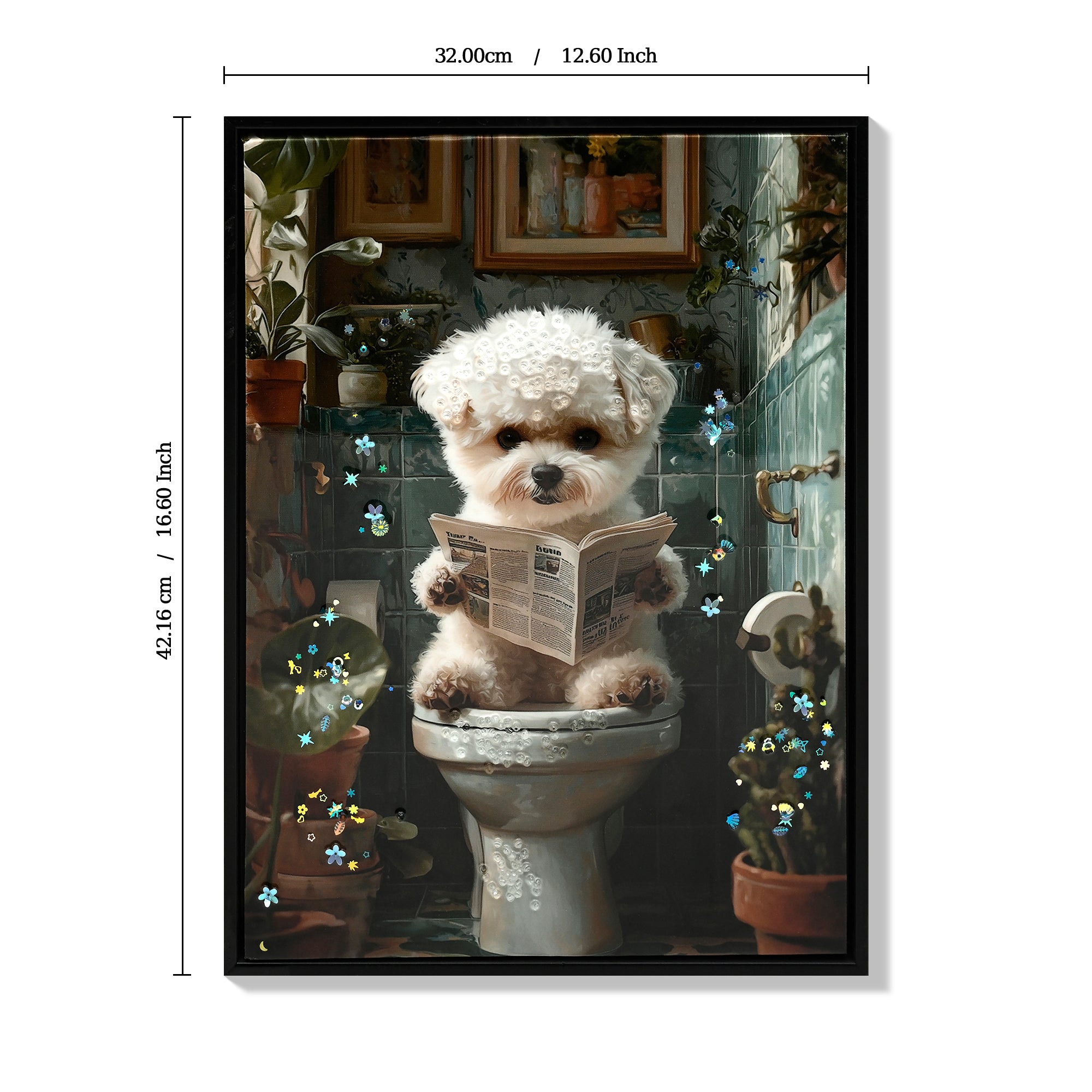 Framed Bathroom Decor - Cute Puppy Wall Art