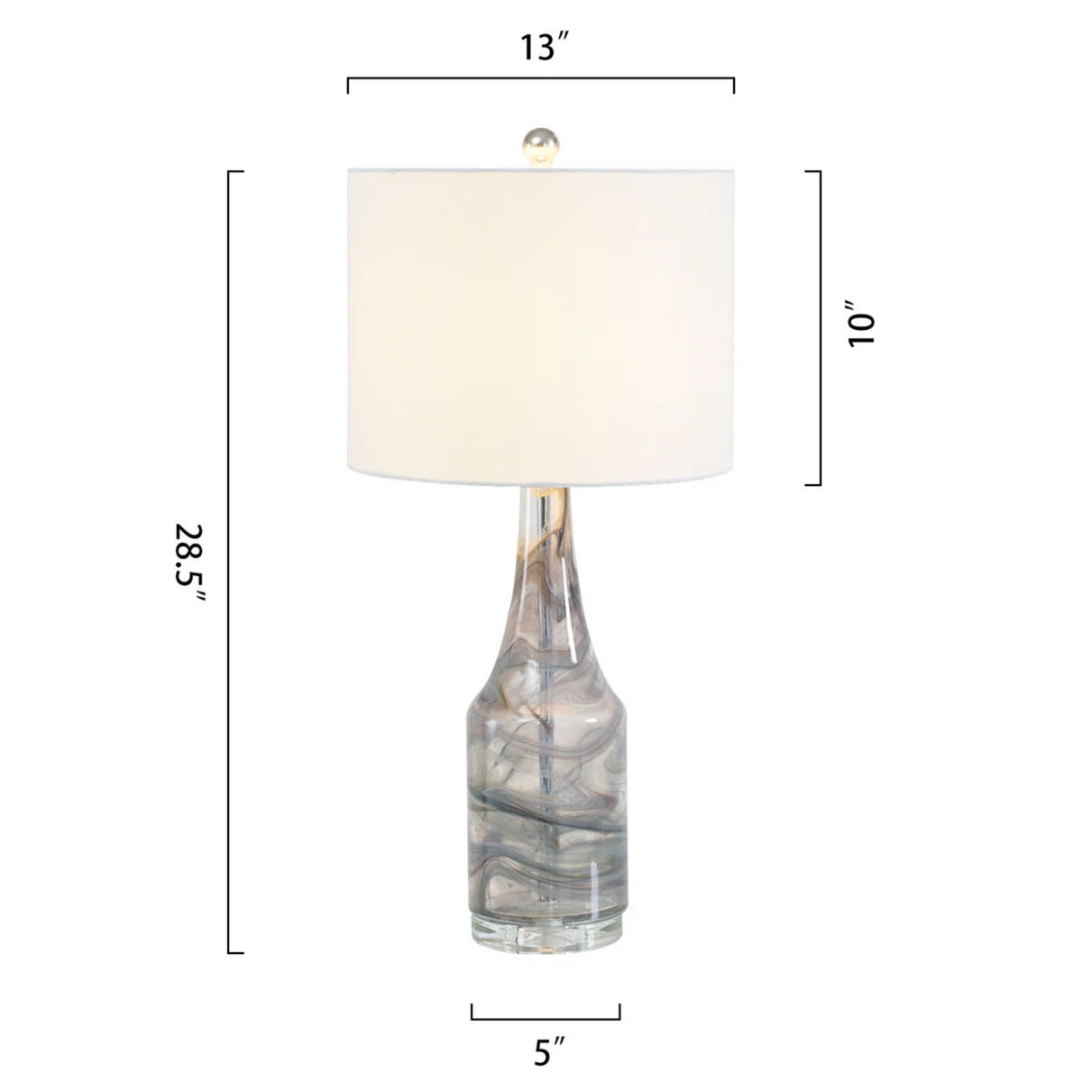 Glass Table Lamp Set of 2, 29-Inch, 3-Way Dimmable, Grey