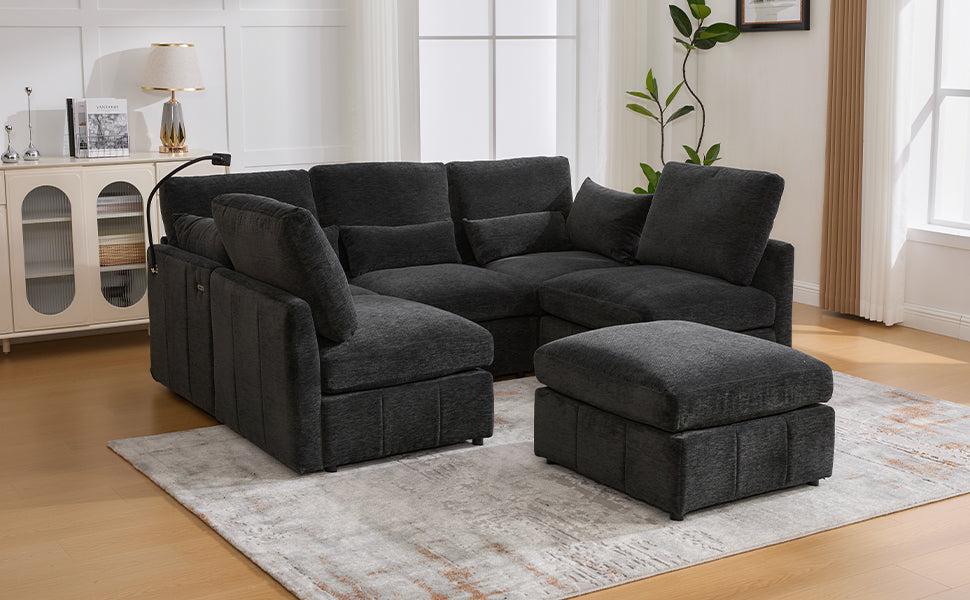 Modern Sectional Sofa with USB Ports