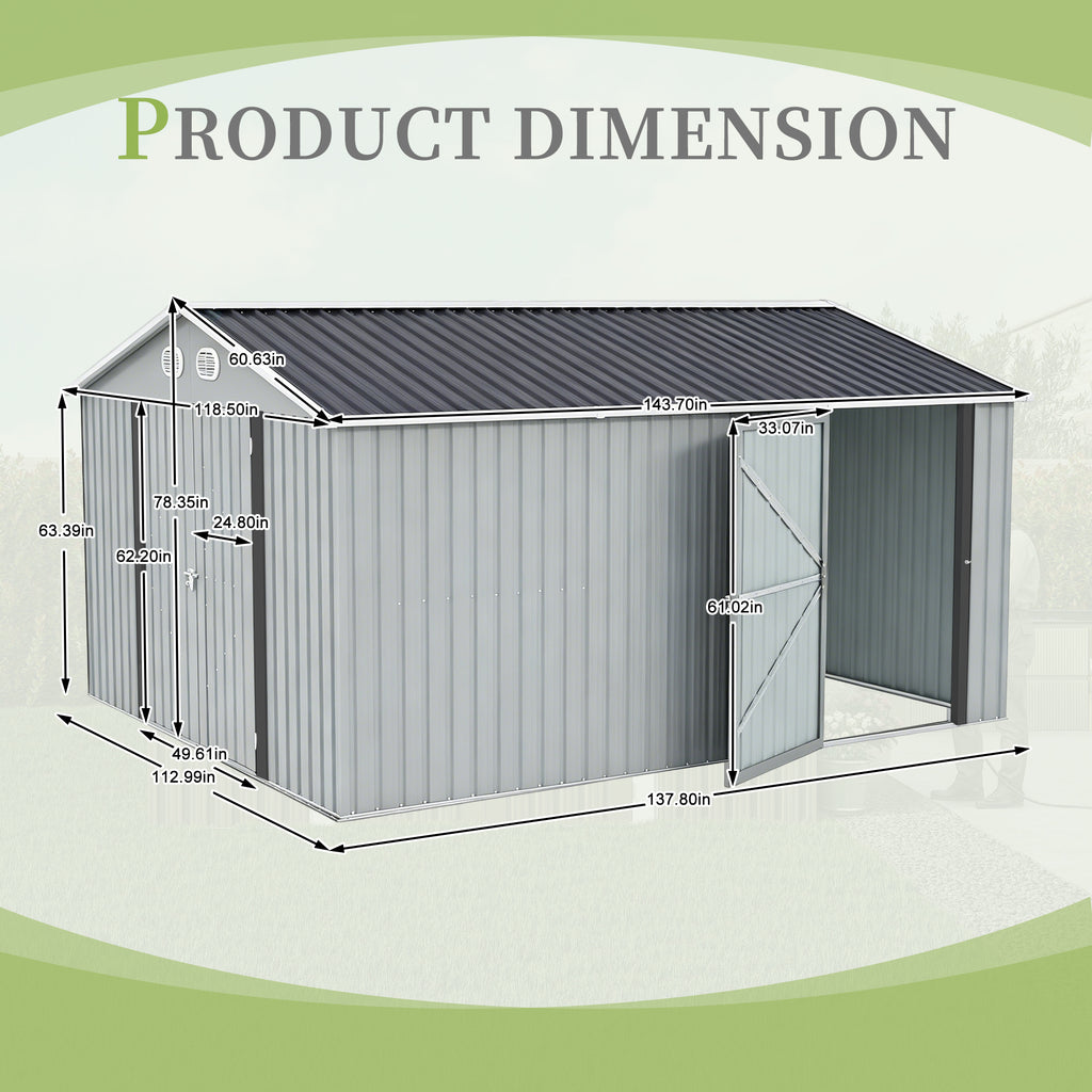 10x12 FT Outdoor Metal Storage Shed
