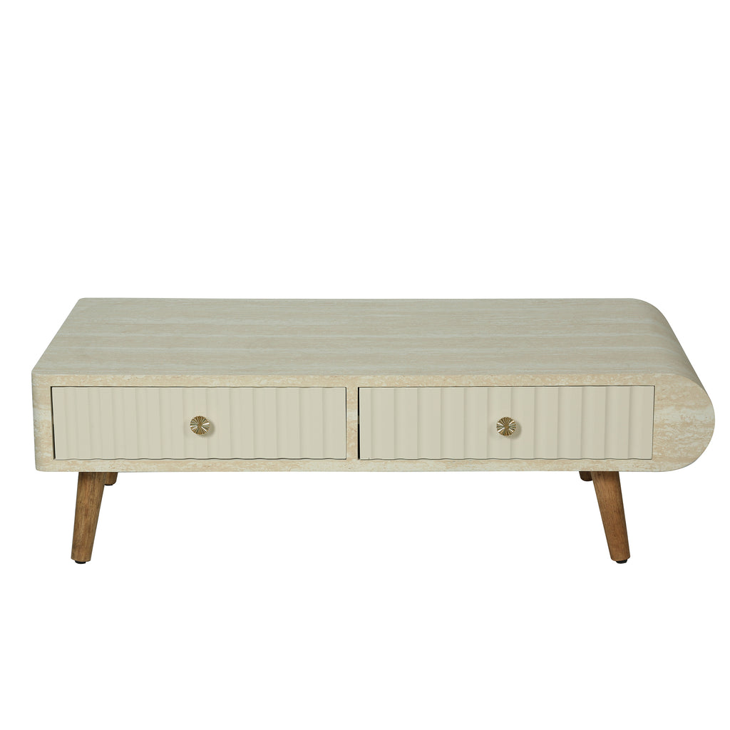 Coffee Table with Veneered Faux Marble Tabletop